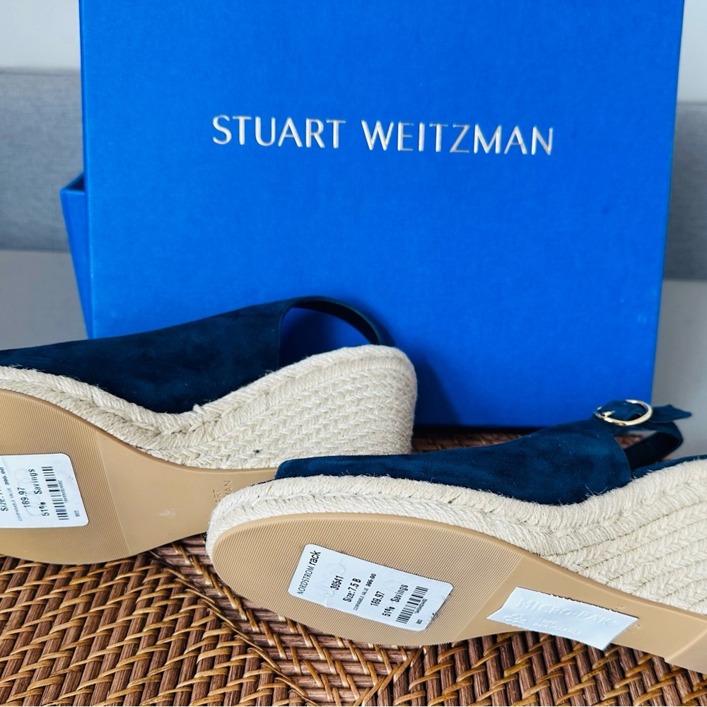 Stuart Weitzman Dark Blue Espadrille Slingbacks - Picture 3 of 5